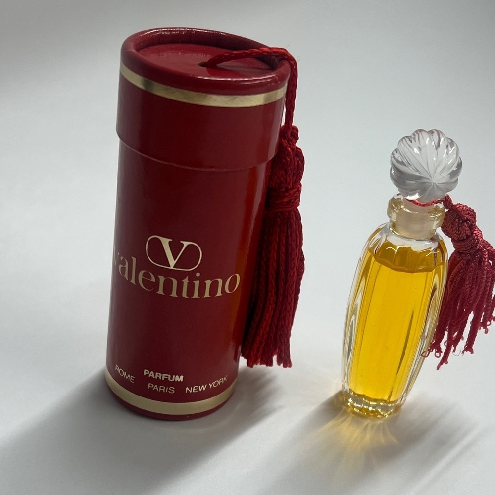 Vintage Valentino Parfum Miniature Perfume Bottle in a Red Tassel Cylinder